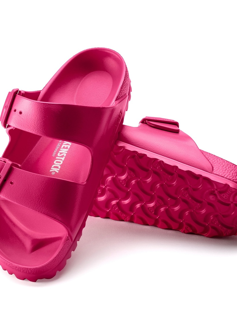 Birkenstock Two-Strap Arizona EVA Slide in Fuchsia sz 41